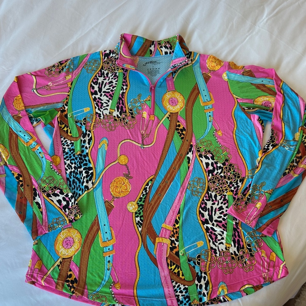 Gottex Pink and Green Patterned Blouse